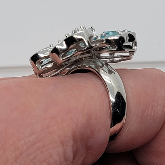 925 Sterling Silver White Gold Plated Ring size 6.5 - Picture 4 of 4